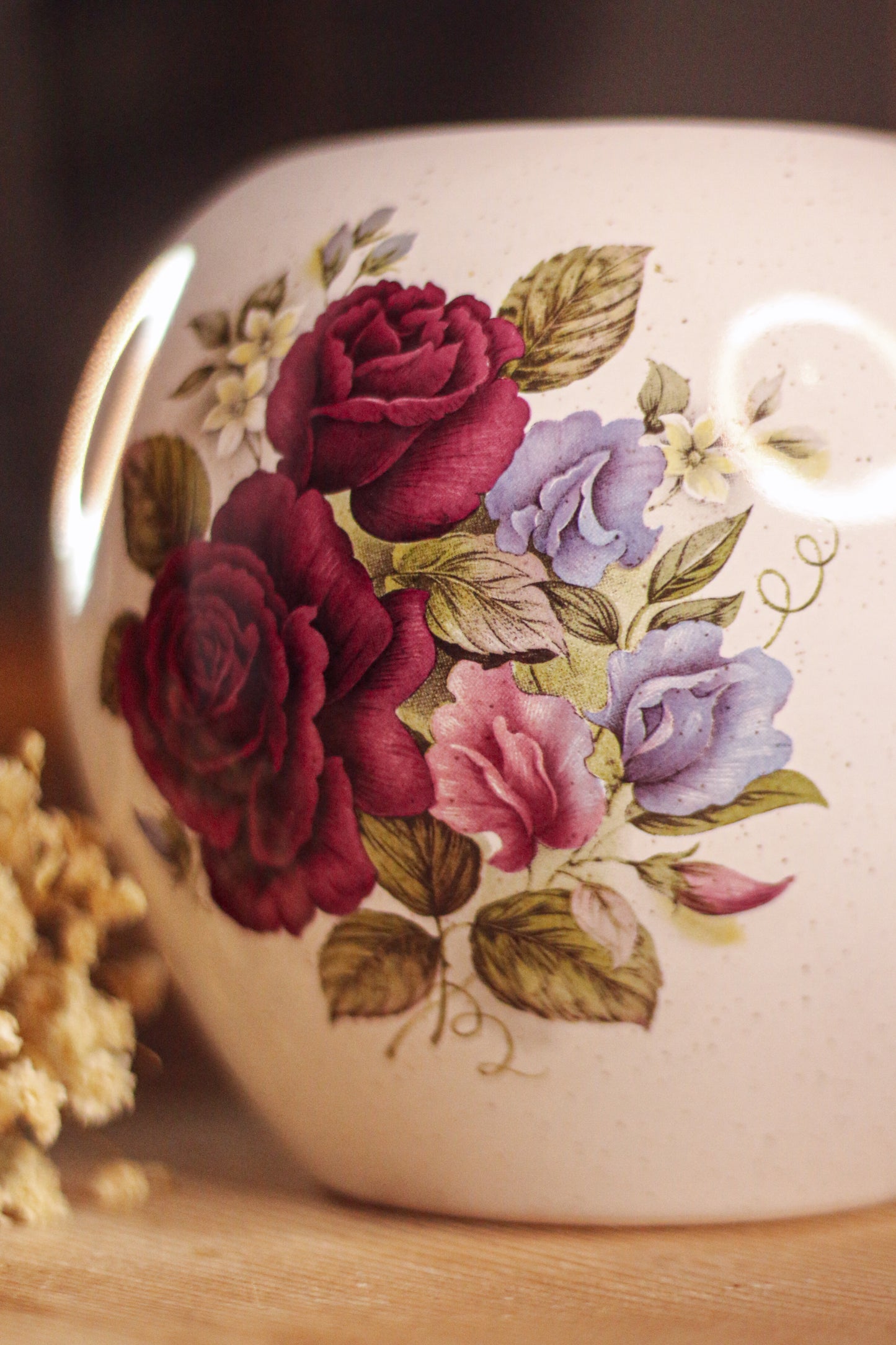 Vase boule motif fleural, vintage